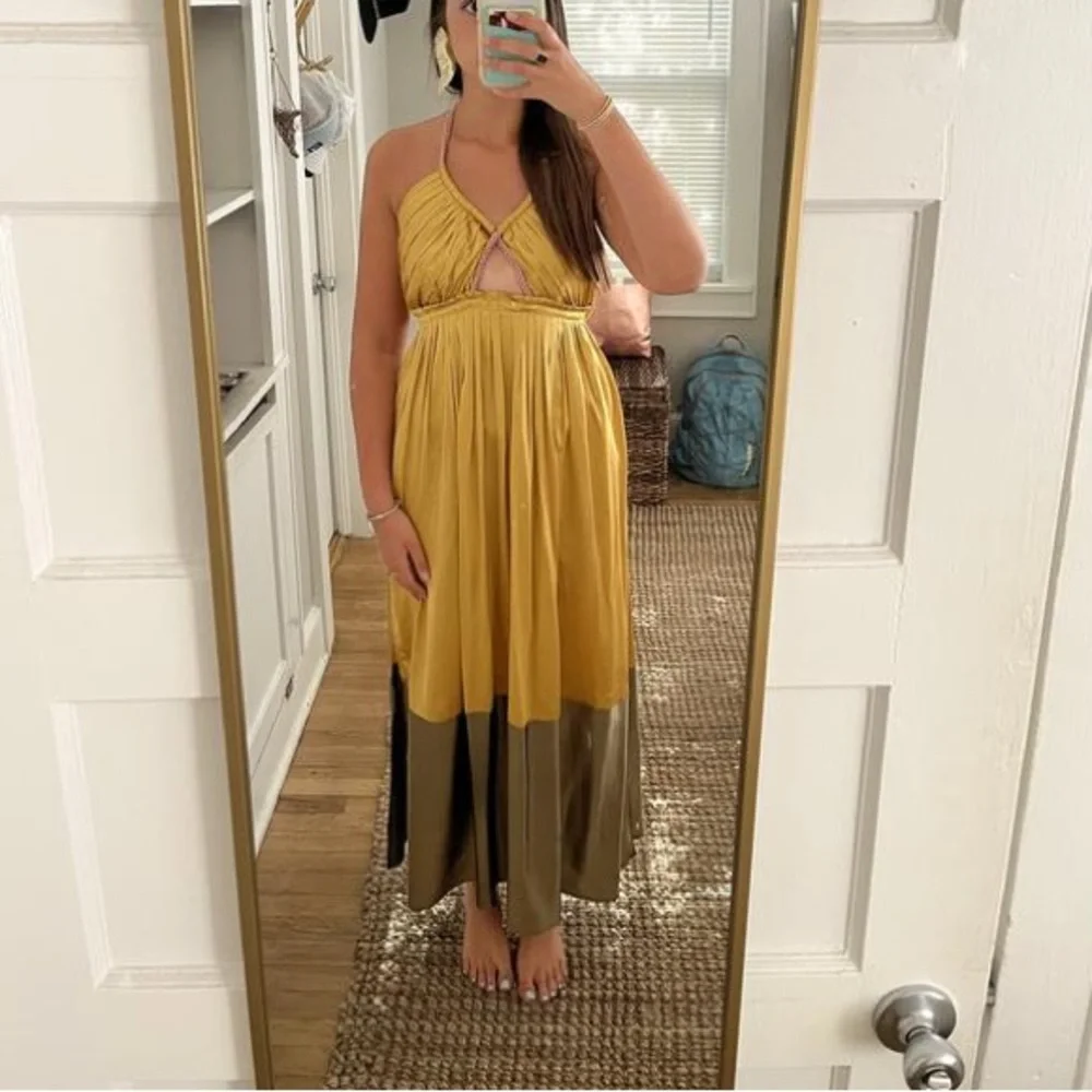 Anthropologie Silk Colorblocked Maxi Dress - Picture 5 of 12